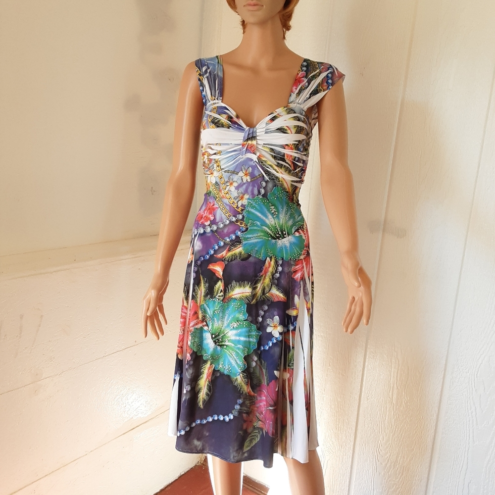 J Mode 🌞045 Women's Dress NWT Sz M Square Neck Multicolor Floral